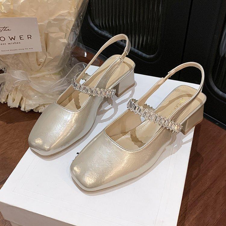 Beautiful Summer Skirt Square Heel Mary Jane Single Shoes New Bag Head Thick Heel High Heel Sandals Women