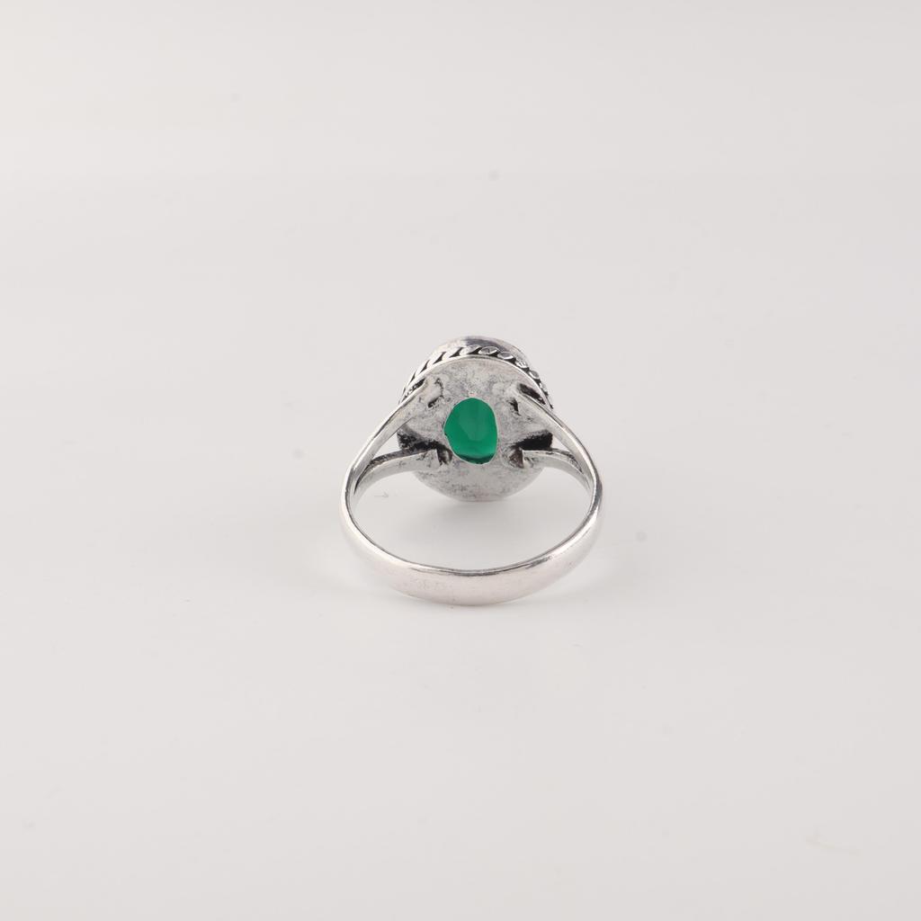 Natural Green Onyx Gemstone 925 Solid Silver Designer Handmade Jewelry Ring For Anniversary Gift RR-84-18