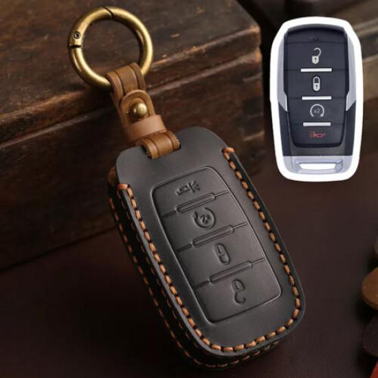 Leder Fernbedienung Auto Schlüsselanhänger Hülle für Dodge RAM 1500 2500 3500 -2024