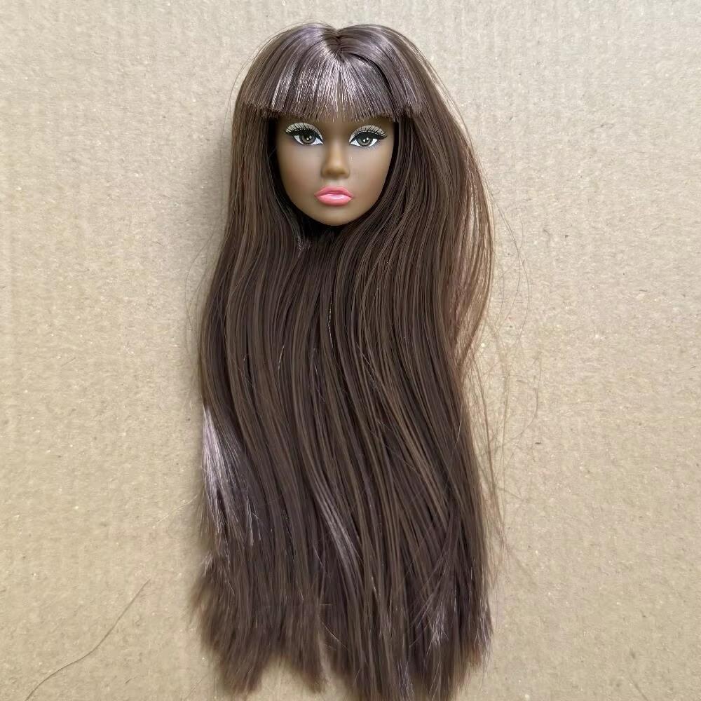 White Normal Tan Skin Doll Head Long Hair Fashion Doll Head  for 11.5 Inch BJD Doll Body