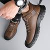 Men's shoes round head autumn and winter casual leather shoes men's velvet warm low-top cotton shoes non-slip thick-soled snow boots