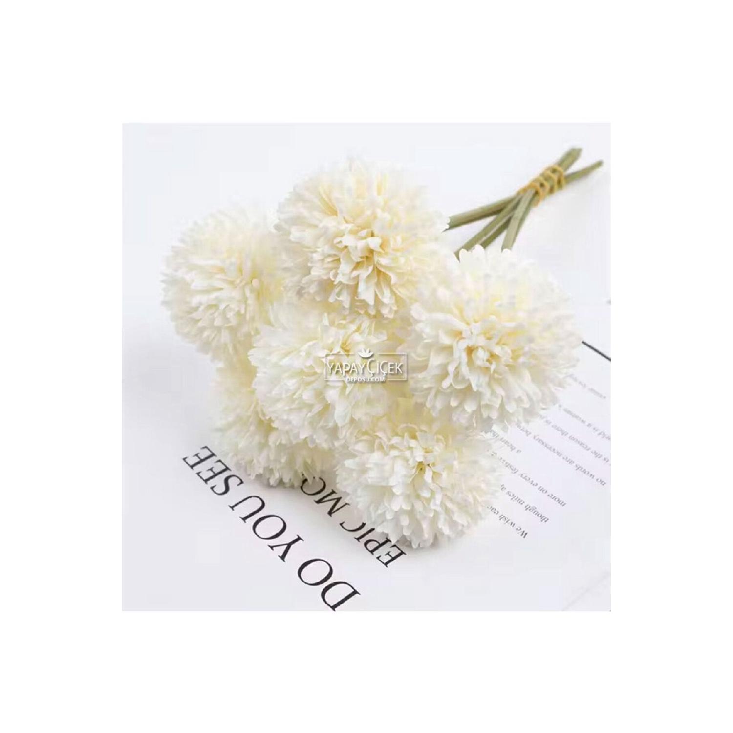 

Artificial Flower Ball Chrysanthemum 7pcs Mini Snowball Bunch 23 Cm White белый