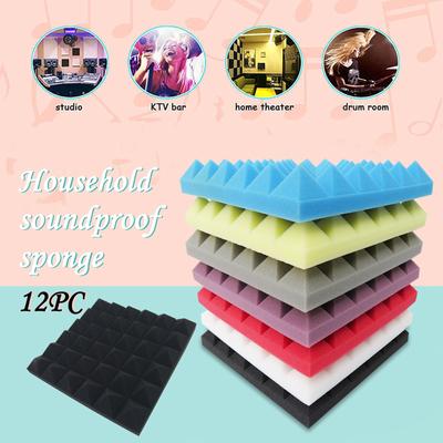(Kung Pao Chicken)12PC Self-adhesive DIY Sound-absorbing Sponge Board Sound Insulation Sponge