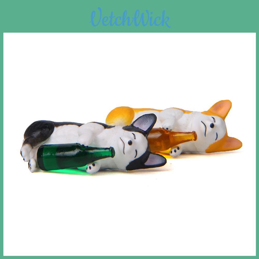 Cute Cartoon Corgi Husky Holding Bottle Mini Model For Gift Giving And Collection