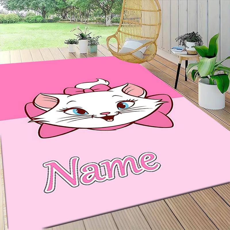 Custom Name Pink Aristocats Name Carpet Rug Customizable Soft Washable Anti-Slip Home Living Room Sofa Mats Personalized Rug. 0909417