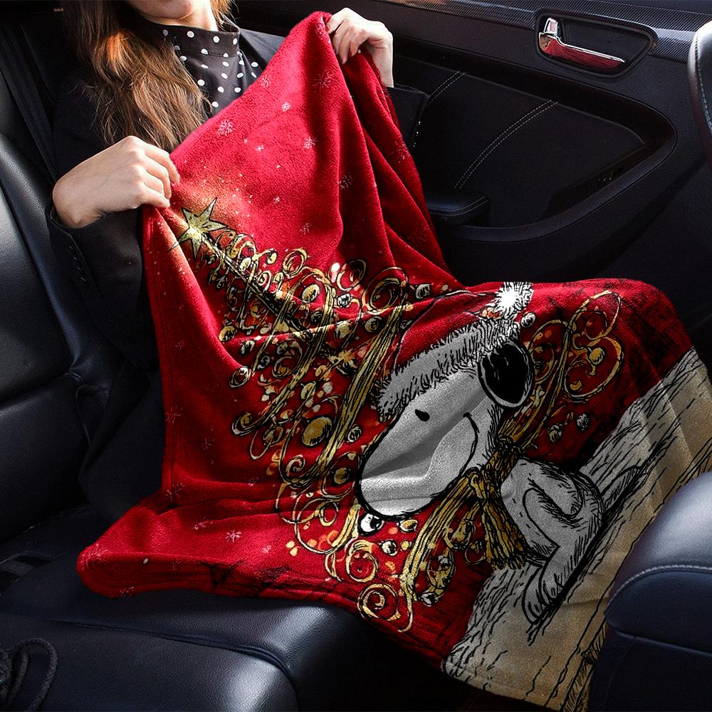 Snoopy'S Festive Christmas Blanket Soft Throw Blanket For Home Bedroom Bed Sofa Travel Office Solid Christmas Blanket