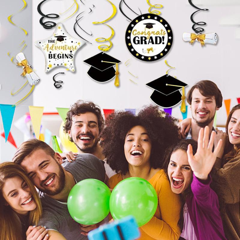 Graduation season spiral pendant PVC pendant graduation party decoration supplies classroom decoration site layout