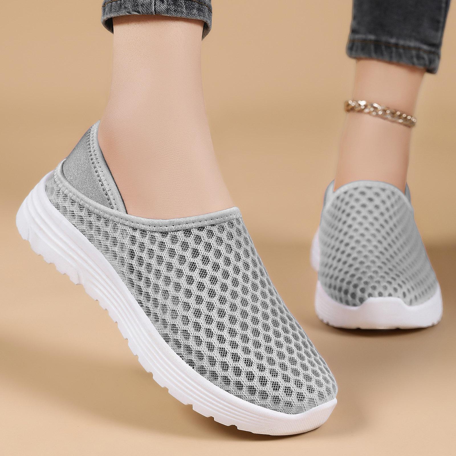 Women S Two Way Casual Shoes Slip Lightweight And Breathable Mesh Shoes Half Womens High Heels Size 8 Wedge Heel Slippers Women 36 серый