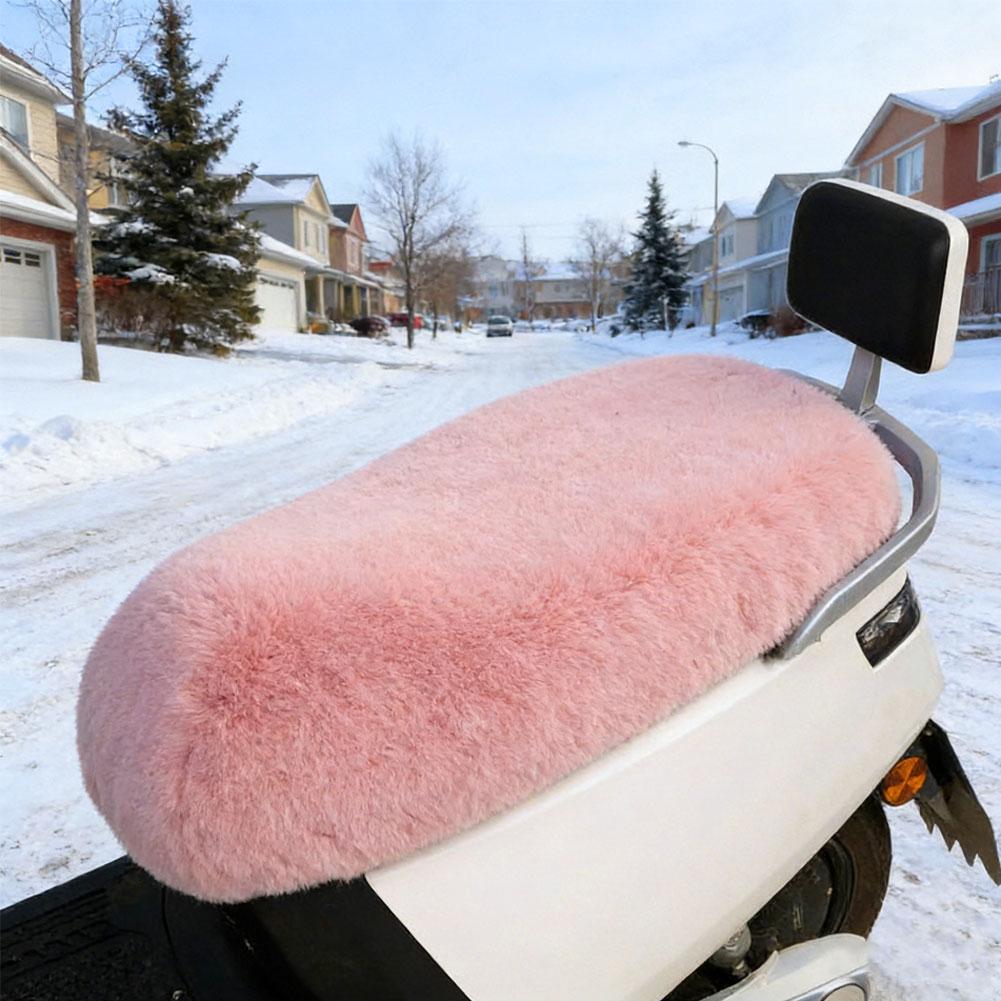 1Pc Winter Warm Electric Bicycle Seat Cushion Cover Plush Soft Bicycle Bike Seat Pad Protector Cover Cycling Cushion Accessories
