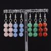 8mm Crystal Round Beads Earrings with Copper Wire Wrapped Ear Hooks, European American Retro Style, E77