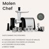 Hachoir Electrique à Viande ZEEGMA Molen - 1900W - 3 plaques en acier inoxydable - 4 cônes - Coupe légumes