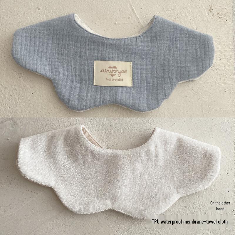 Pure Cotton Korean-Style Baby Drool Bib - Lightweight, Absorbent, Anti-Spit Up, Petal Design