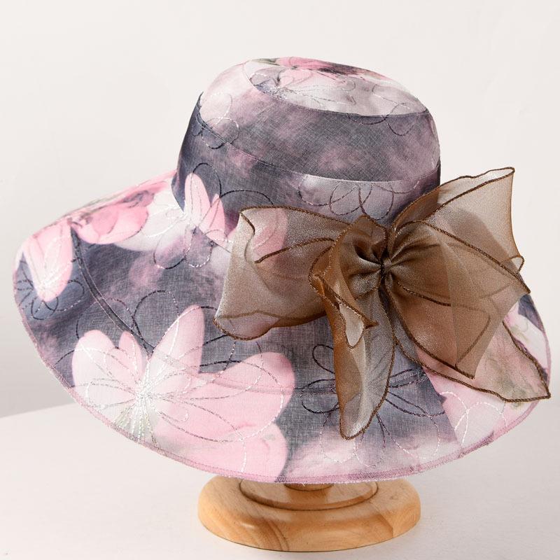 In the elderly hat female summer mother visor new big eaves bucket hat old lady thin breathable
