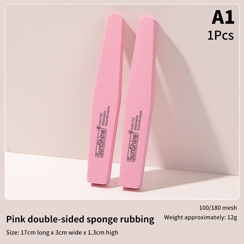1Pcs Mixed Nail Care Sponge Scrubbing Sand Paper Nail File Buffer Double-Sided Strips Manicure Nail Art Files Durable Washing