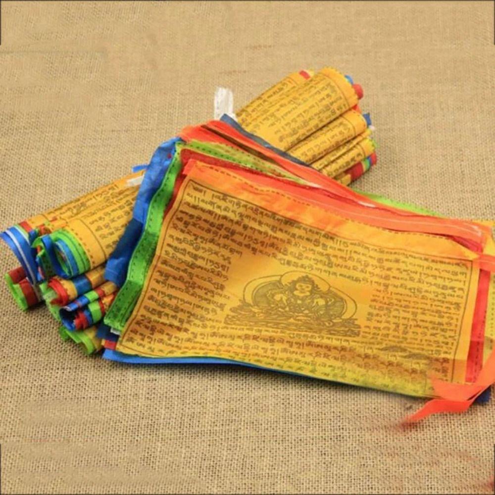 

Silk Multicolored Tara Heart Curse Religious Flags Banners Flags Garden Flags Prayer Flag 20 sheet/set