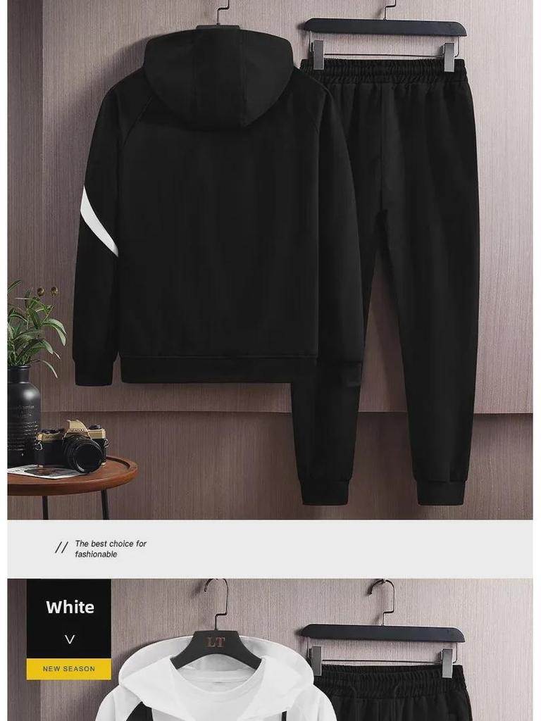 Męskie jesienno-zimowe aksamitne dresy z kapturem: Stylowe, luźne i modne.