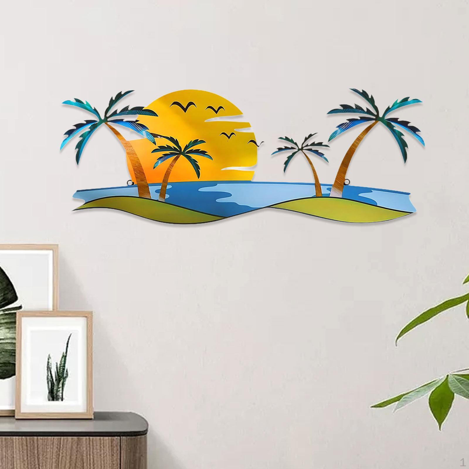 

Настенный декор с пляжным пейзажем, произведение искусства с пальмой, акцент для ванной на открытом воздухе, закат для дома и офиса