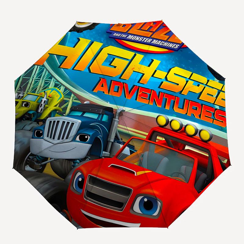 Blaze, Monster Machines Automatisches Öffnen und Schließen, 8-Rippen-Struktur, Tragbarer Regenschirm, Geeignet für Männer und Frauen, Alle Jahreszeiten, Perfekt