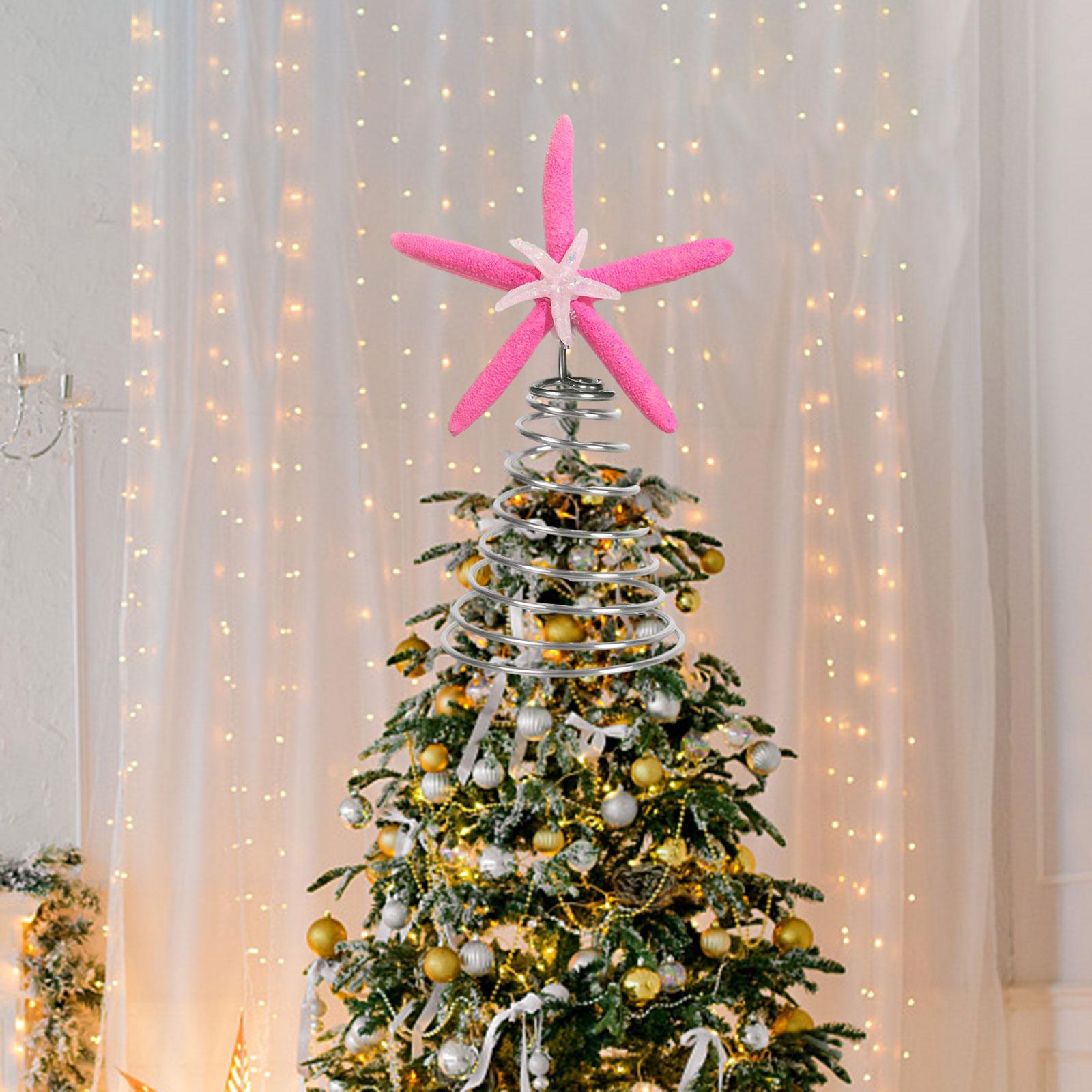 

Starfish Tree Topper Mini Resin Ornament Christmas Holiday Decoration Coastal Tree Top for Home Festive Decor рожевий