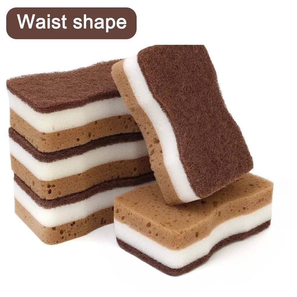 

30/5Pcs Scrub Sponges Double-sided Thickened Sandy Fiber Seaweed Sponge Kitchen Dishwashing Cleaning Wipes Magic Scouring Pads 1PC