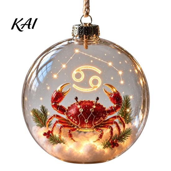 Decorative Spheres for Home Lighted Zodiac Christmas Ornament, Glowing Sign Ball with Warm LED, Acrylic Xmas Balls Party 3D Clear Hanging Pendant Tree
