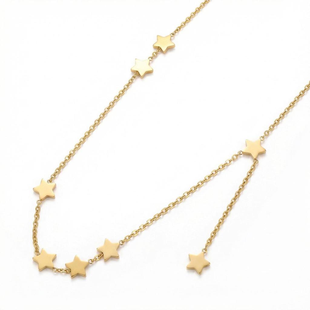 Versatile European & American Star Pendant Necklace: Stylish Stainless Steel Clavicle Chain