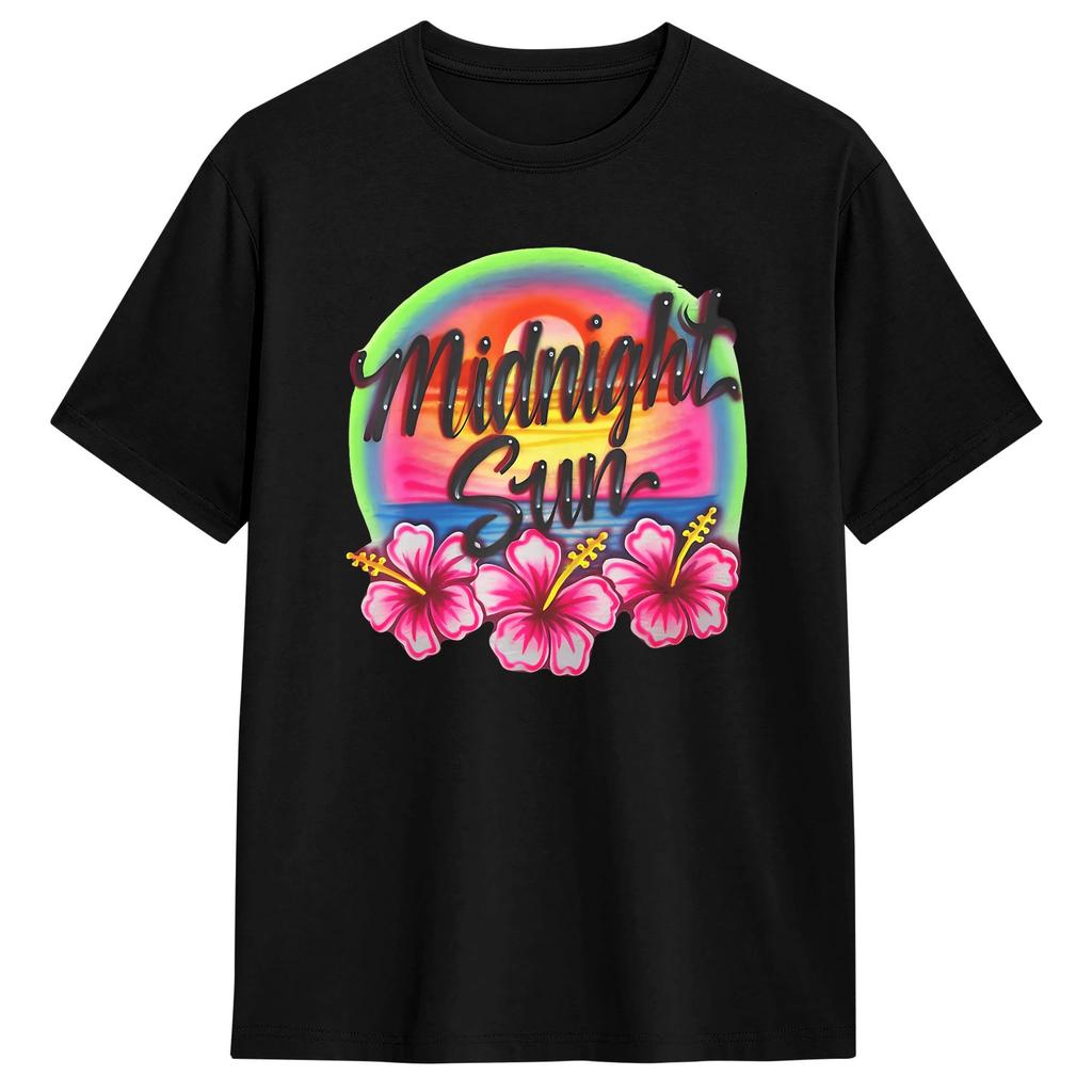 Vintage Retro Midnight Sun Dolphin Graphic Tshirt Unisex Vintage T Shirts Beach Oneck Harajuku Tees Wholesale Plus Size Tops