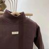 Korean Style Children's Fleece Top: Semi-High Neck for Autumn and Winter