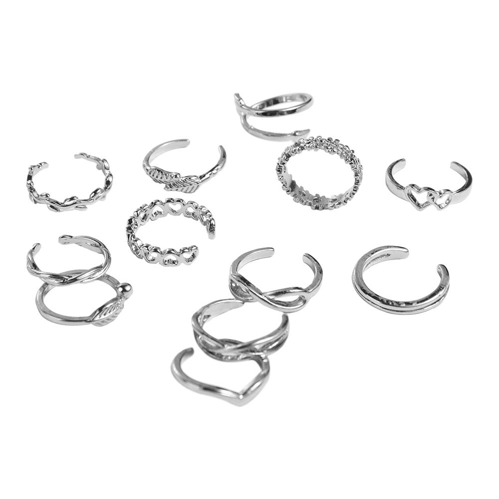 

White Copper Simplicity Heart Shape Adjustable Alloy Toe Rings Korean Style Accessories Foot Ring Set Women Accessories