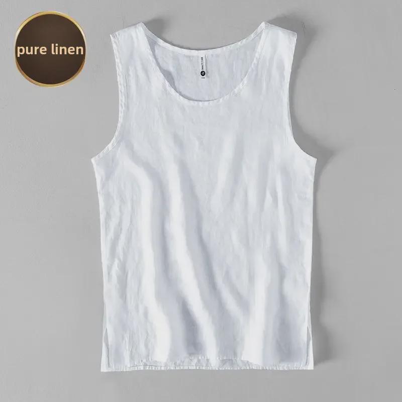 Men's European Yarn-Dyed Linen Vest - Breathable & Loose-Fit for Summer