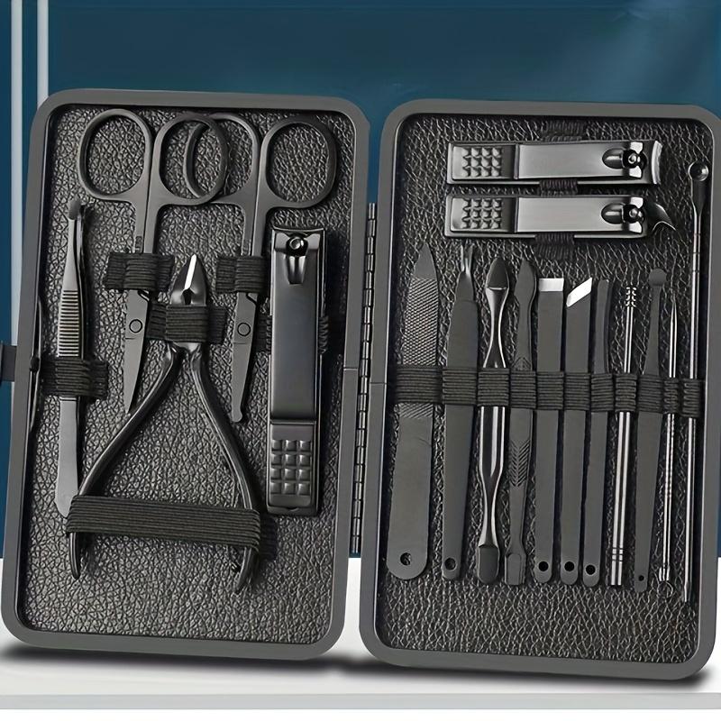 7/18pcs Professional Nail Clipper Set with Storage Box Stainless Steel Black Nail Beauty Kit for Ear Manicure Pedicure Care Tool