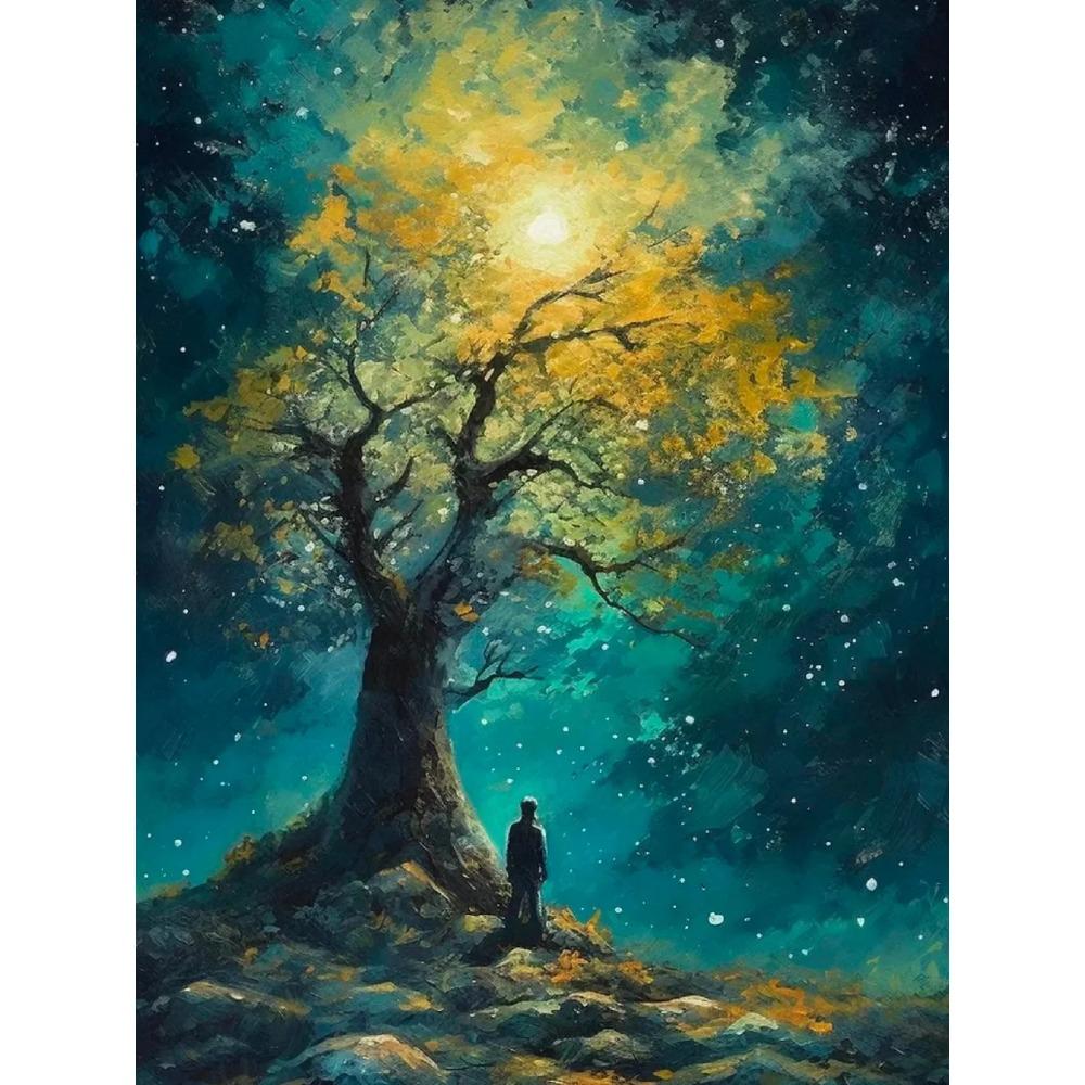 Diamond Painting Full Drill Moon Castle Round Diamond Painting Handmade Fantasy Rainbow Tree Diy Diamond Mosaic Painting Home Decoration