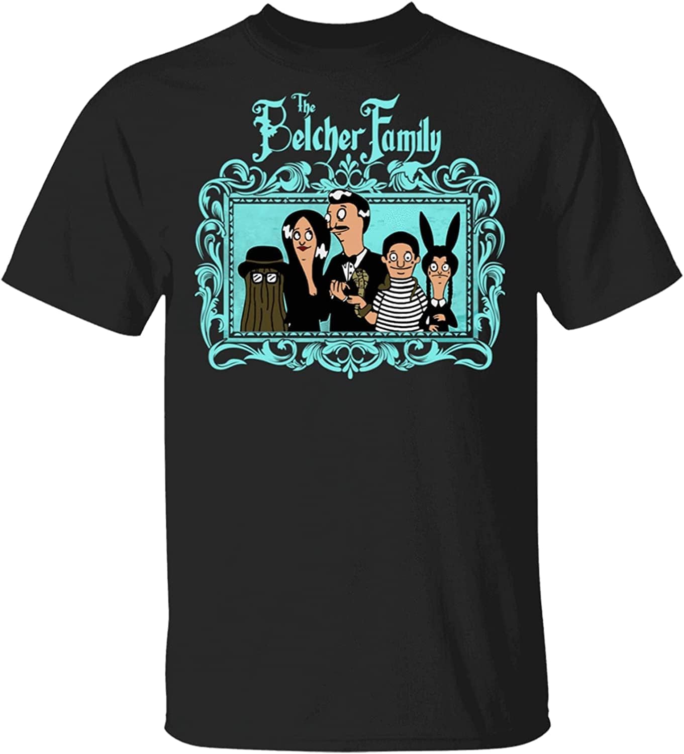 Merkia The Belcher Family Bob s Burgers Bob Addams Family Gothic Cartoon Black T-Shirt XS чёрный