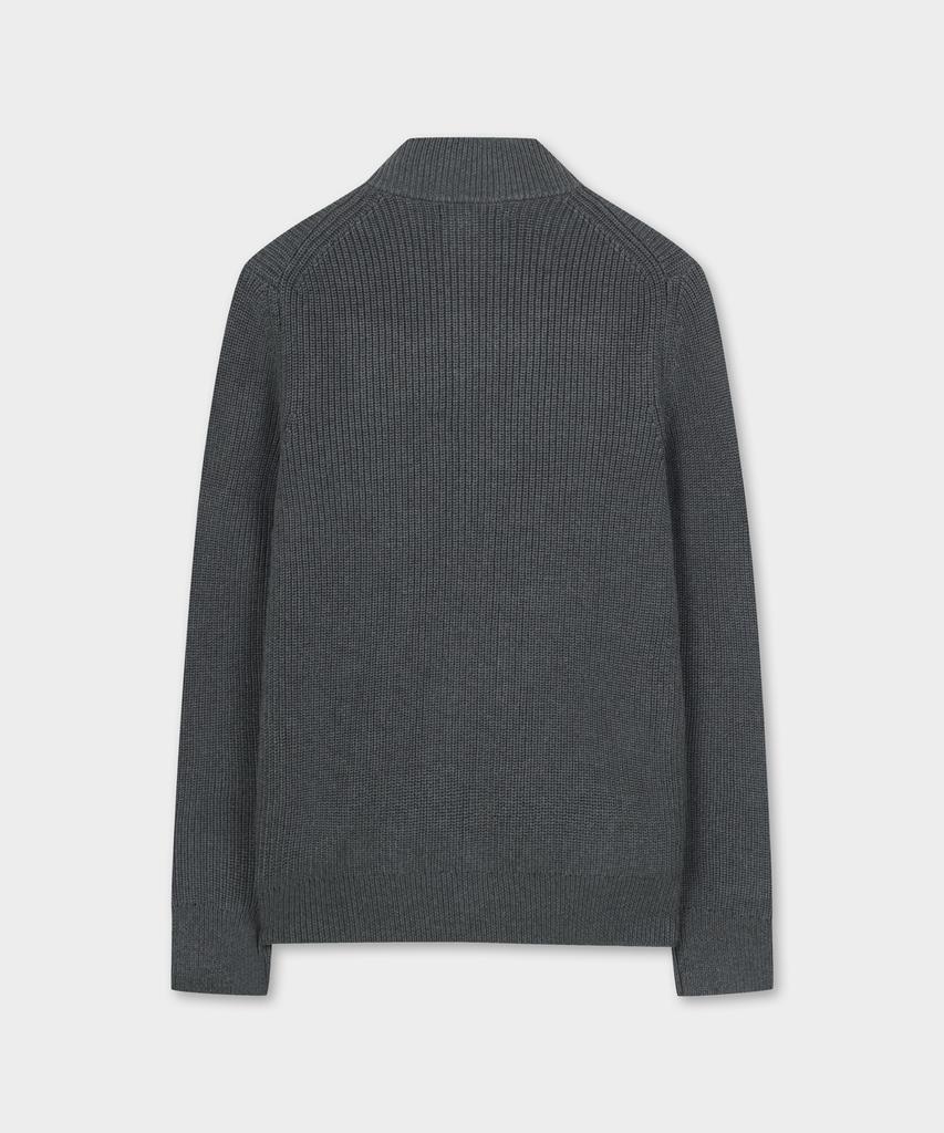 Brooks Brothers Cotton Rib Mock Neck Cardigan (Charcoal) (Bbwcmmf401)