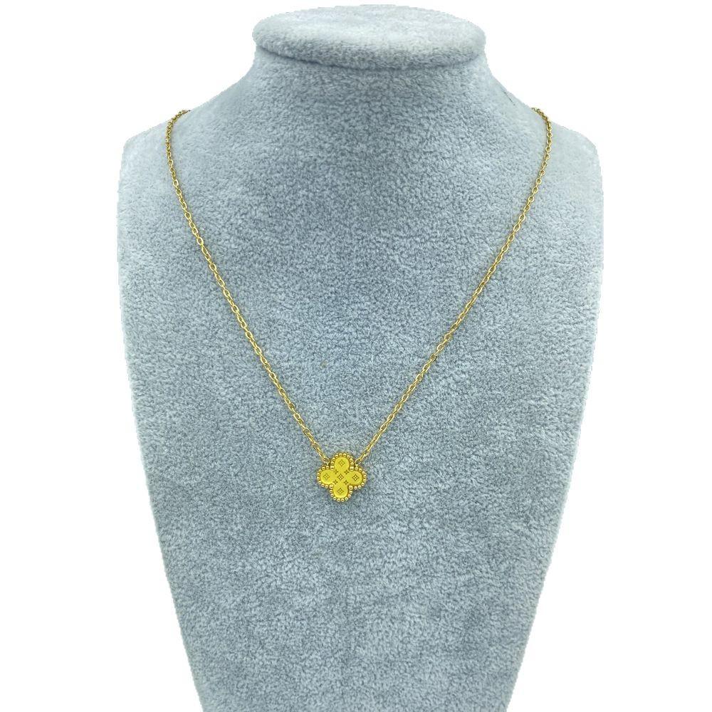 13MM Titanium Steel Ladies Necklace Lucky Four Leaf Clover Necklace