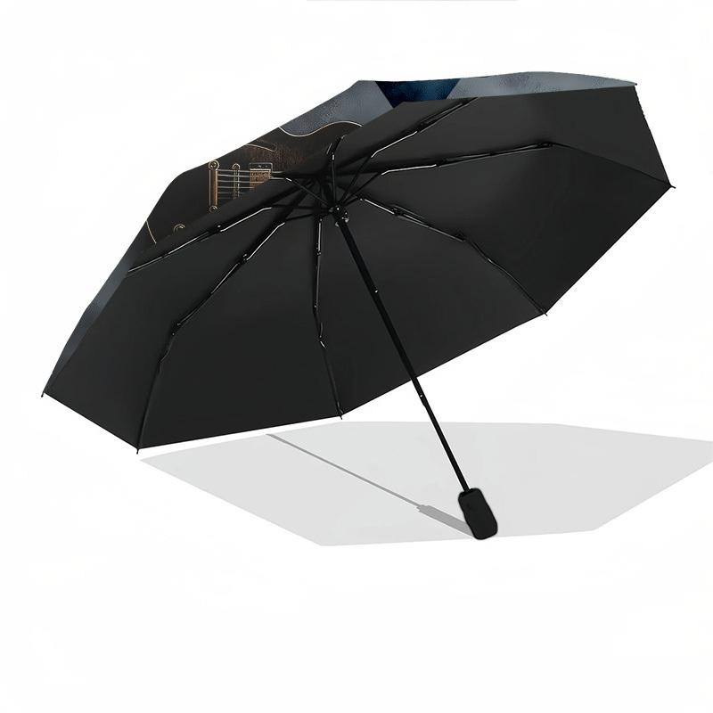 Guitars, Musical Instruments Themed Automatic Opening and Closing Umbrella, Brightly Colored 8-rib Portable Umbrella, Suitable for Men and W