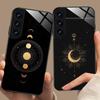 Sun Moon Mobile Cell Phone Case for Samsung Galaxy A56 55 54 53 52 51 36 35 34 23 16 15 5G Glass Colorful Cover Pretty Luxury