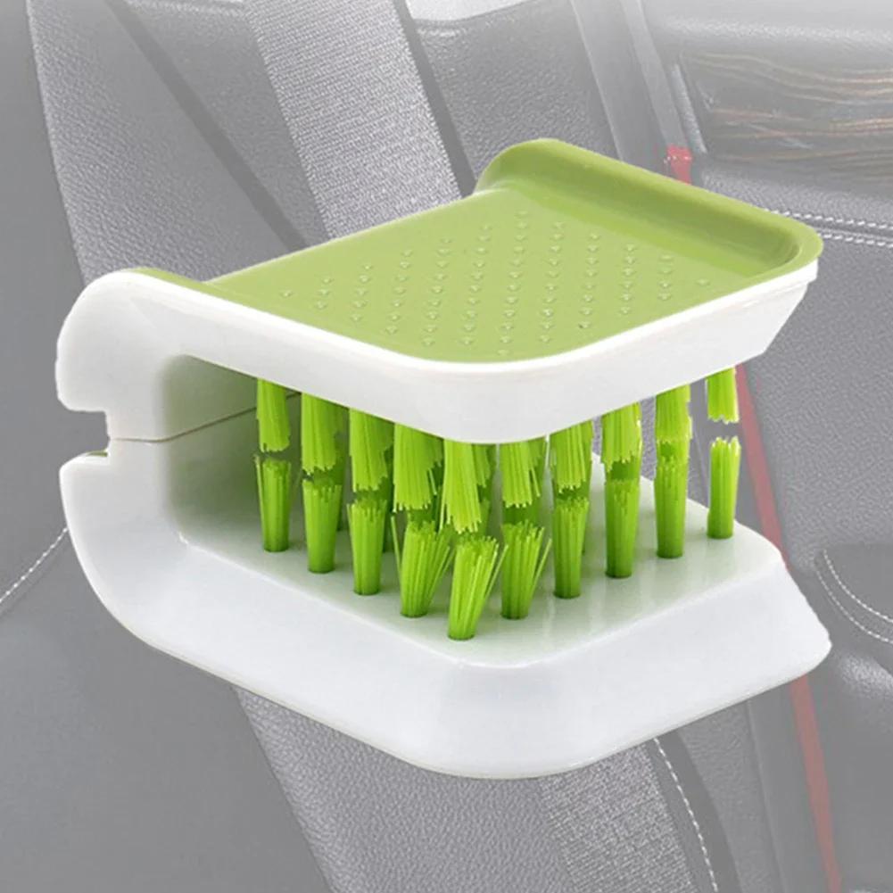 Car Seat Belt Cleaning Brush Double Sided U Type Automotive Safe Belt Washing Tool Folding Tray Sponge Blade Brush