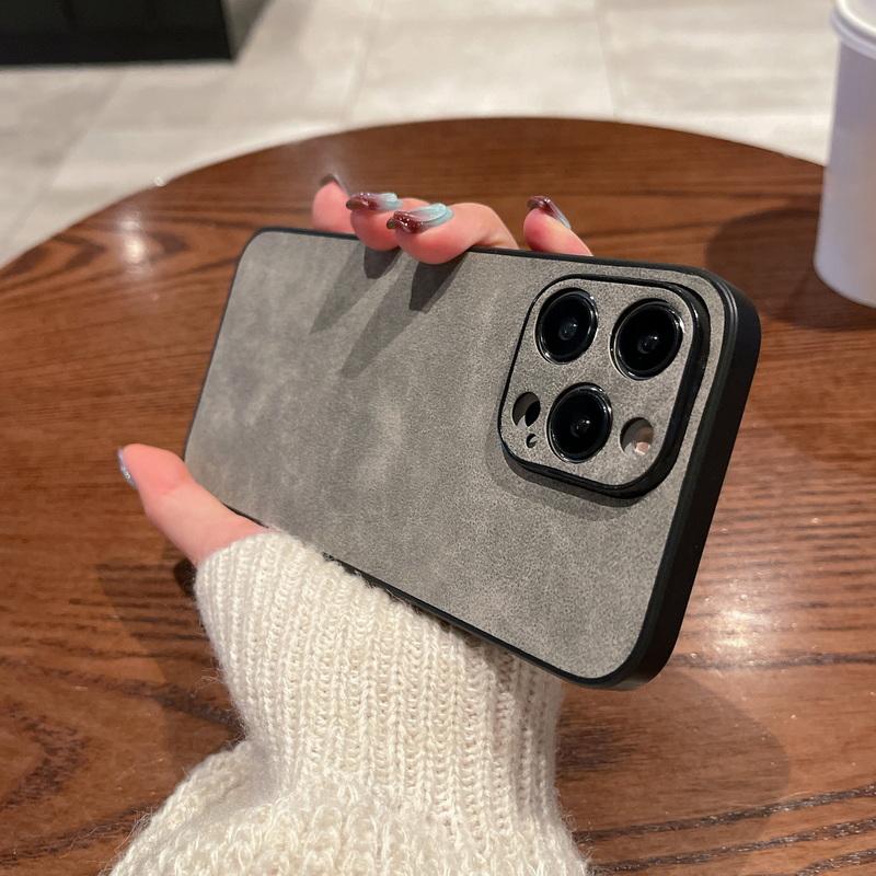 Husa din piele intoarsa mata Tpu pentru Iphone 15 Pro Max 14 13 12 11 Husa de telefon cu bratara rezistenta la socuri Husa de culoare simpla