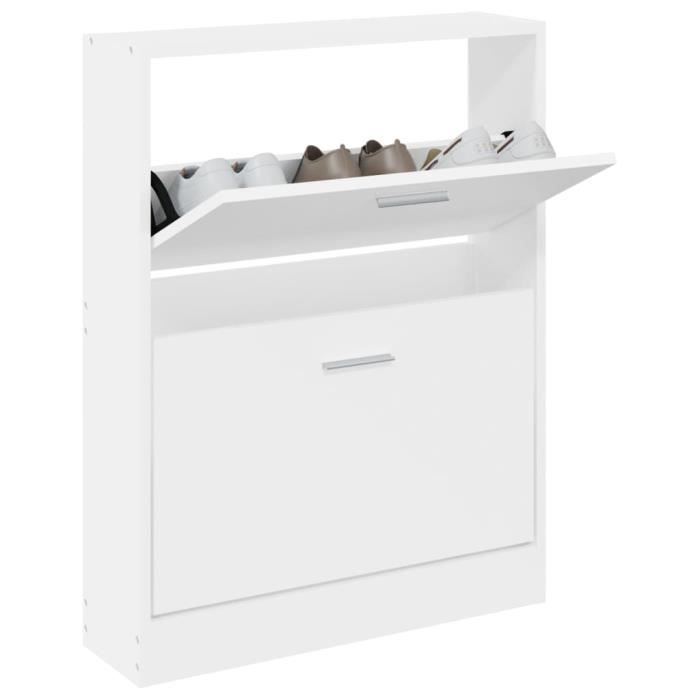 VidaXL Armoire à chaussures Blanc 59x17x81 cm Bois d'ingénierie 342534