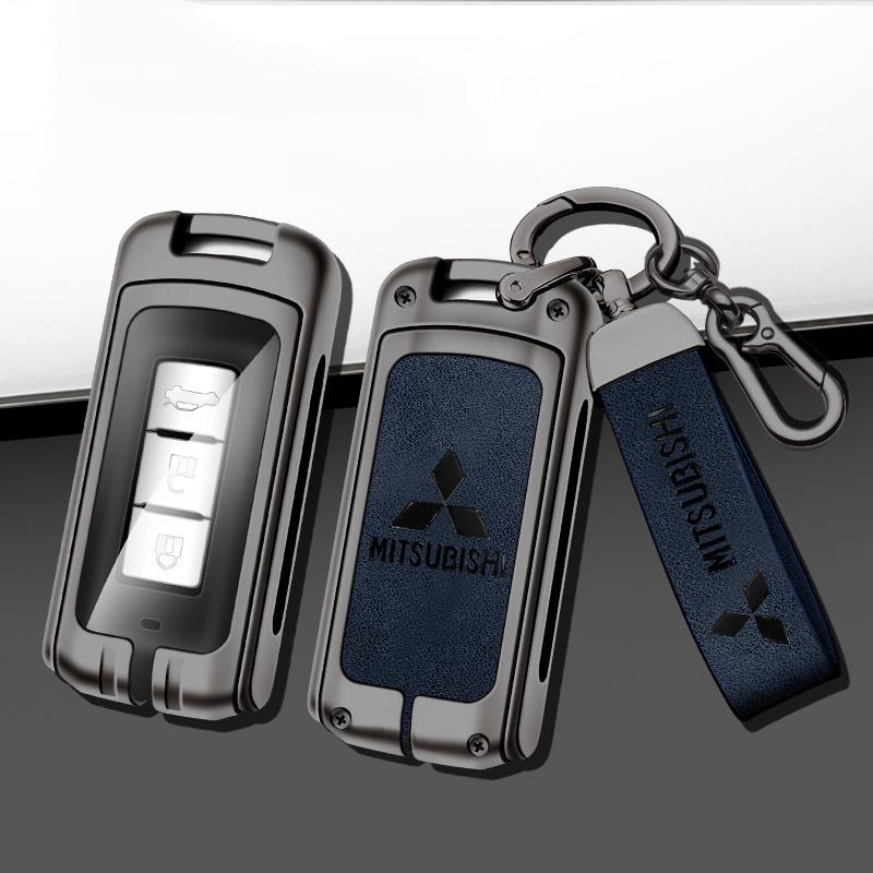 Leder Auto Schlüsselanhänger Hülle Keyless Schale für Mitsubishi Outlander Lancer Eclipse Mirage Xpander ASX Pajero Eclipse Cross Montero