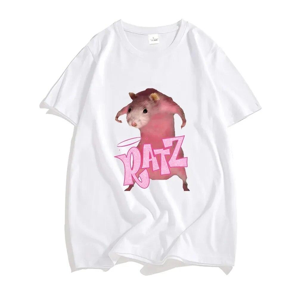 Ratz Pink Mouse Cartoon T-shirt 100% Cotton Short Sleeve Unisexs Tee-shirt Casual Kawaii Summer O-neck Tshirt Cute Unisex Soft Shirts Unisex