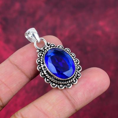 Tanzanite Handmade Gemstone Pendant, 925 Solid Sterling Silver Pendant Antique Jewelry, Pendant For Engagement Gift