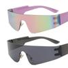 2PCS New Style Trends Y2K Sun Glasses Women's Men's Fashion Style Punk Frameless Sun Eyeglasses Brand Designer One-Piece Lenses Sports Goggle UV400
