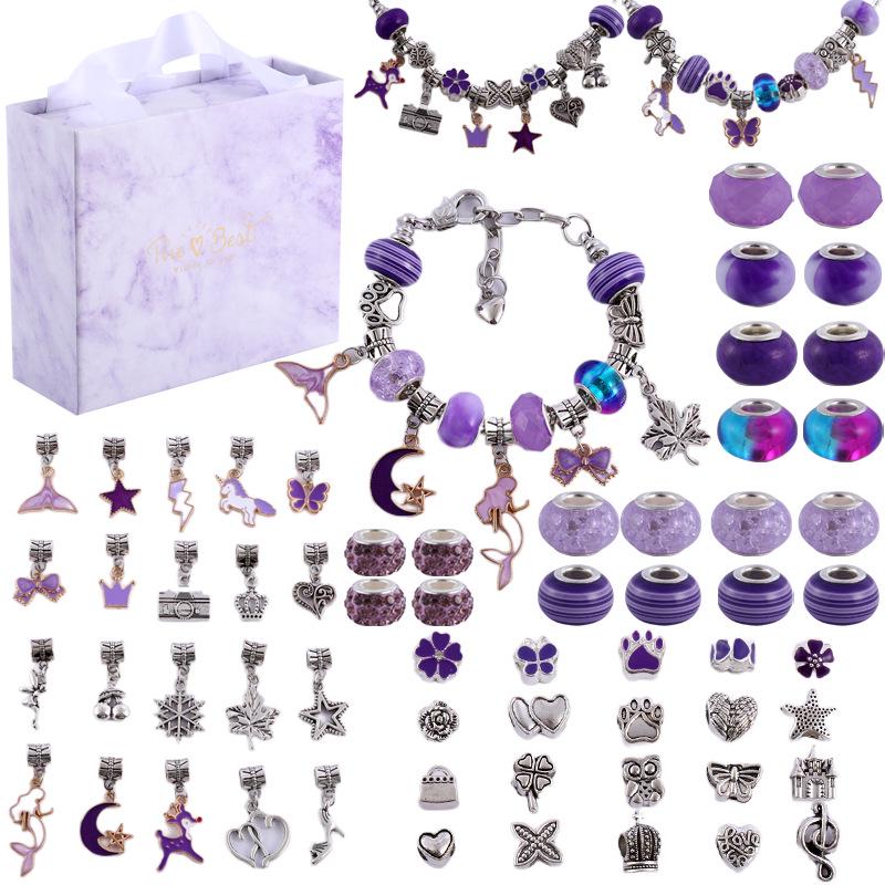 Bunte Einhorn Geschenkbox Set: Kinder DIY Handgemachtes Kristallarmband Schmuck