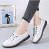 Women Spring Sneakers 2024 New Genuine Leather Trend Color Matching Women Shoes Flat Lace-up Casual Girl Student Shoes