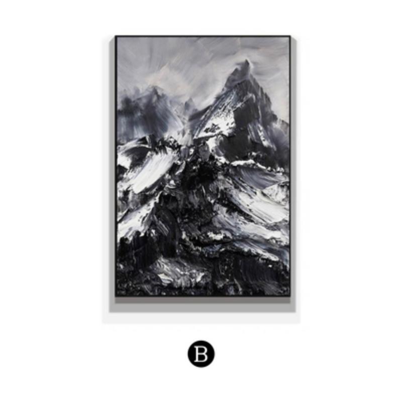 

Abstract Black and White Fog Cover Yunshan Modern Minimalist Design Corridor Living Room Bedroom Decoration Painting Home Decor No Frame 21*30cm No Frame