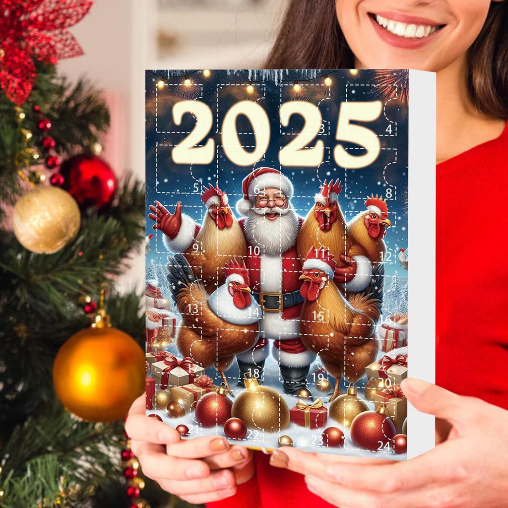 Christmas Ornament Advent 2D Acrylic Cute Chick Pendants 2025 24-Day Countdown Calendar Animal Charm Pendant for Christmas Tree