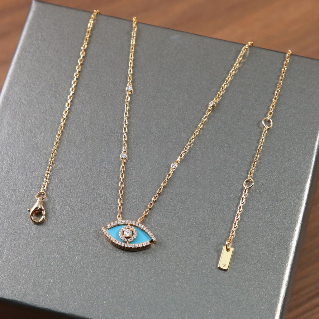 New Hot Brand Vintage Lucky Eye Women's Necklace Luxury Jewelry Set for Women Designer Pure 925 Silver Diamond Chain Bracelet