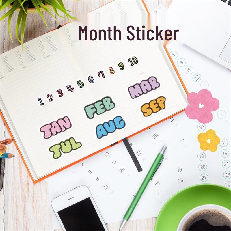 

Waterproof Cartoon Student Planner Stickers - Cute Month & Week Decorations